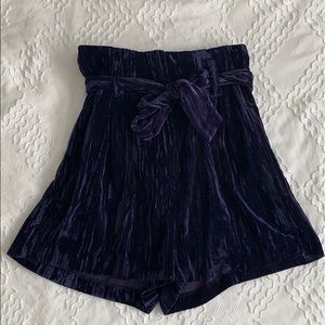 High Waisted Velvet Shorts